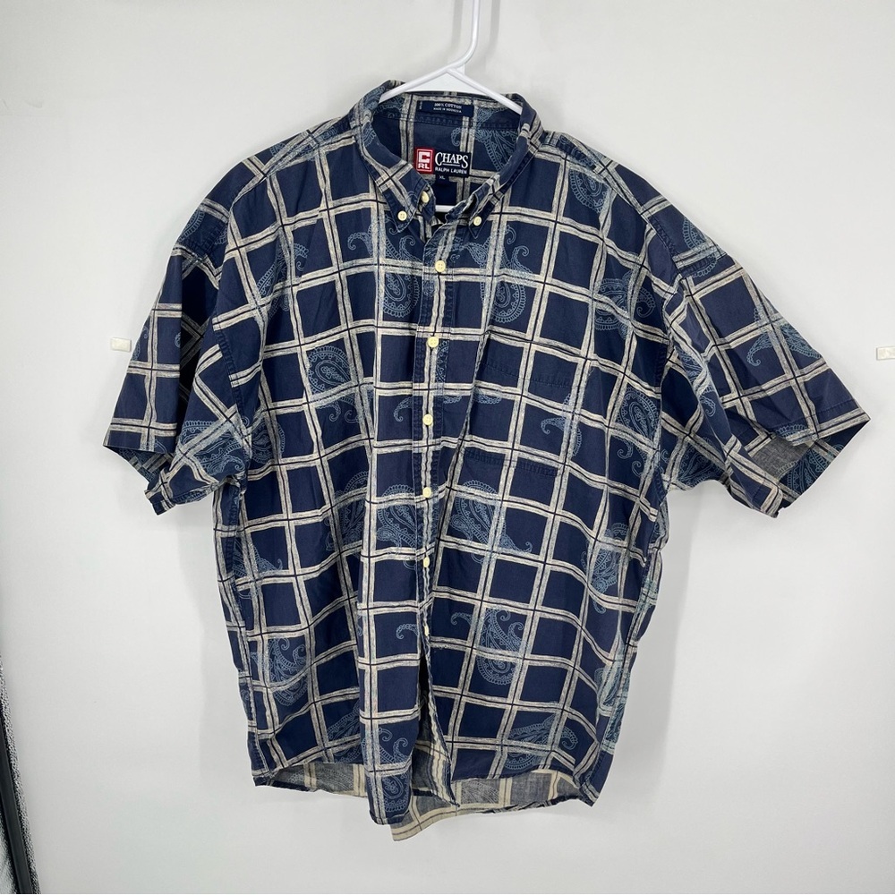 Vintage Chaps Ralph‎ Lauren Short Sleeve Button Up Cotton Shirt Paisley Print XL